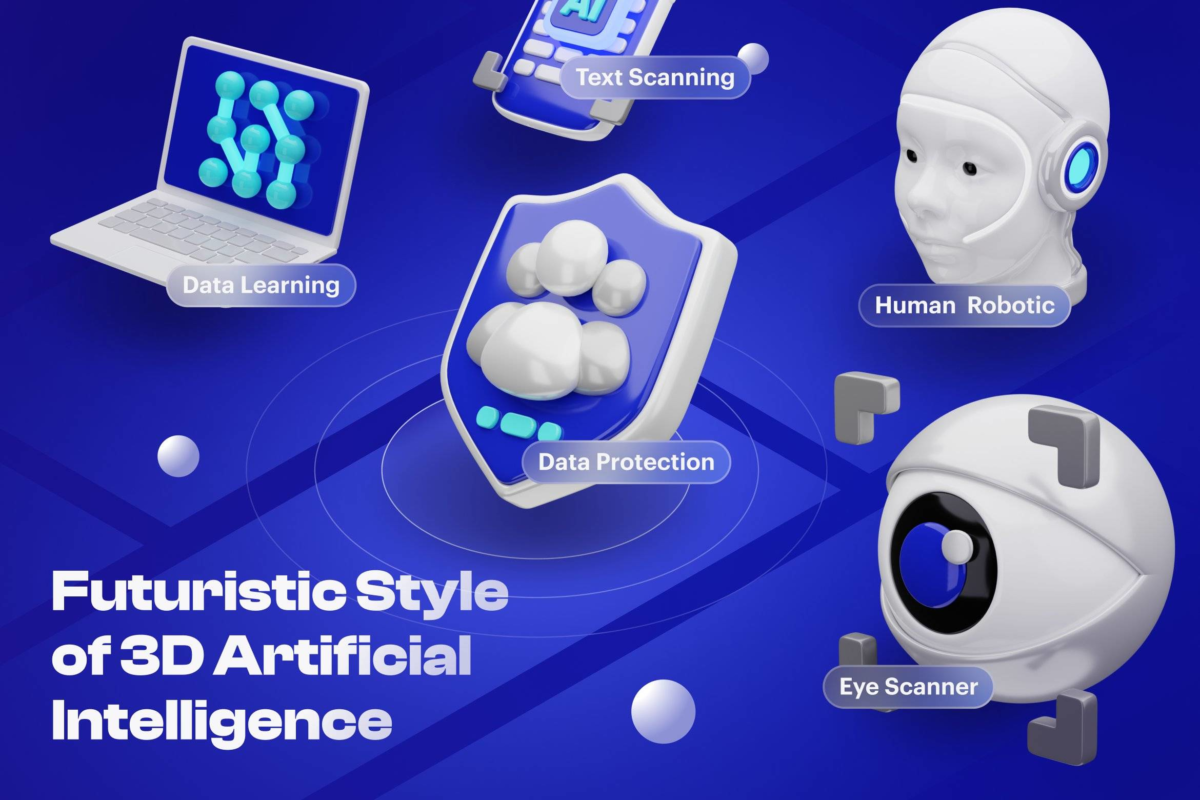 20款高级质感人工智能AI科技3D图标Icons设计素材合集 Artificial Intelligence 3D Icon Set_img_1