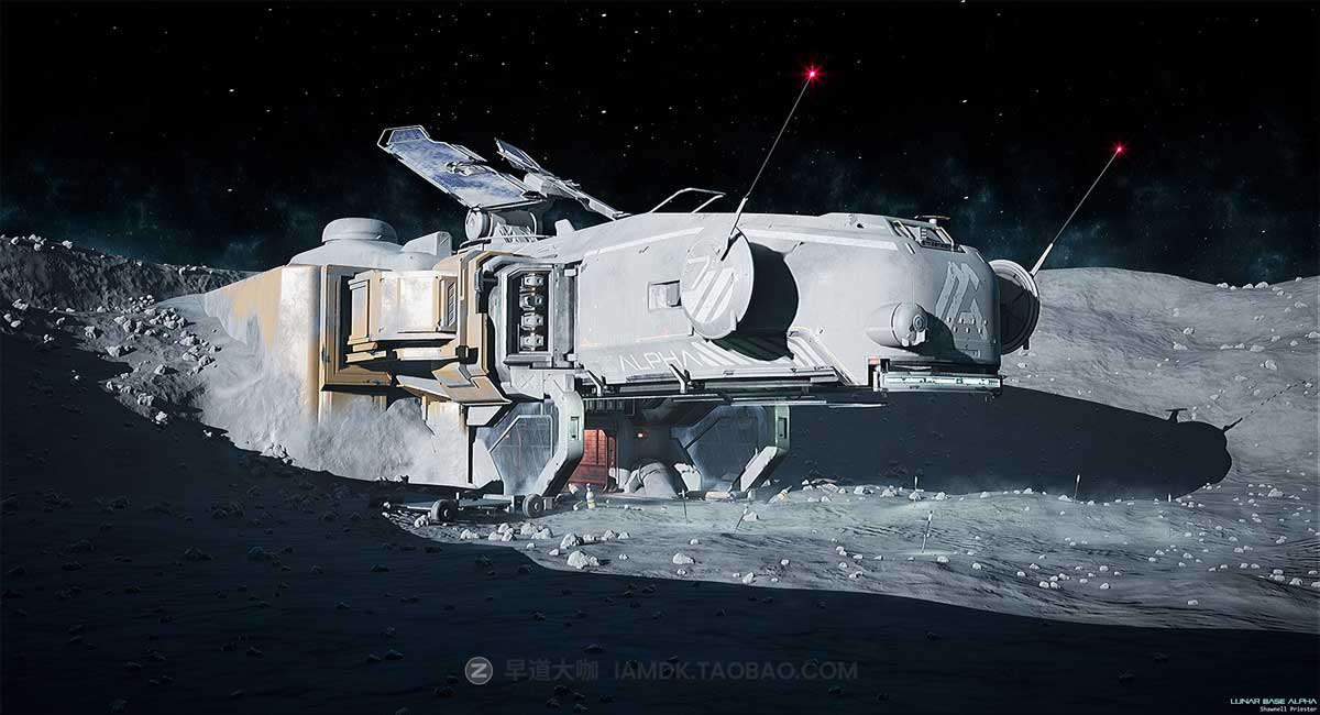 UE模型 未来科幻阿尔法月球军事基地3D模型素材包 Lunar Base Alpha_img_1