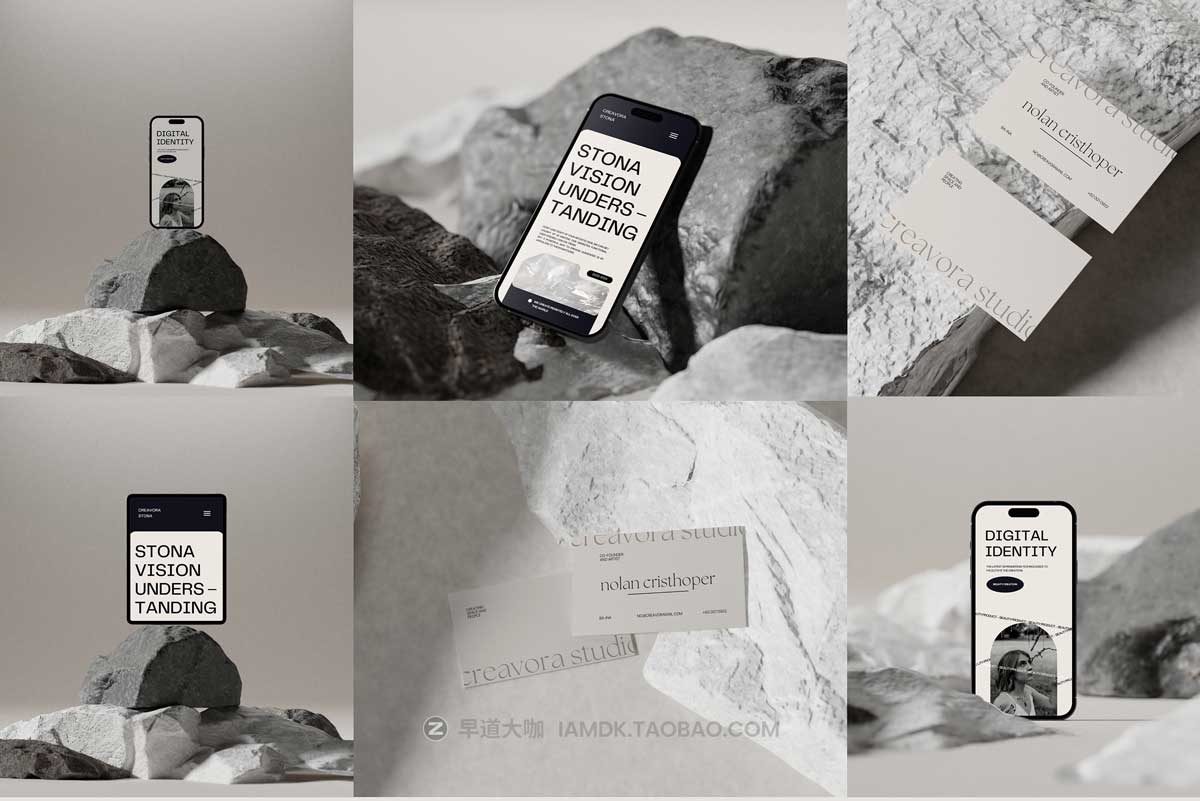 20款时尚iPhone手机iPad平板电脑名片单页设计作品贴图ps样机素材模板 Stona - Minimal Mockup Bundle_img_1