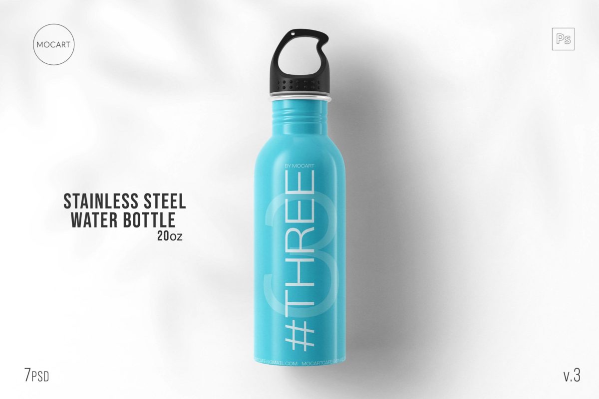 7款时尚骑行不锈钢保温水杯设计PS展示贴图样机模板合集 Stainless Steel Water Bottle Mockup Set 3_img_3