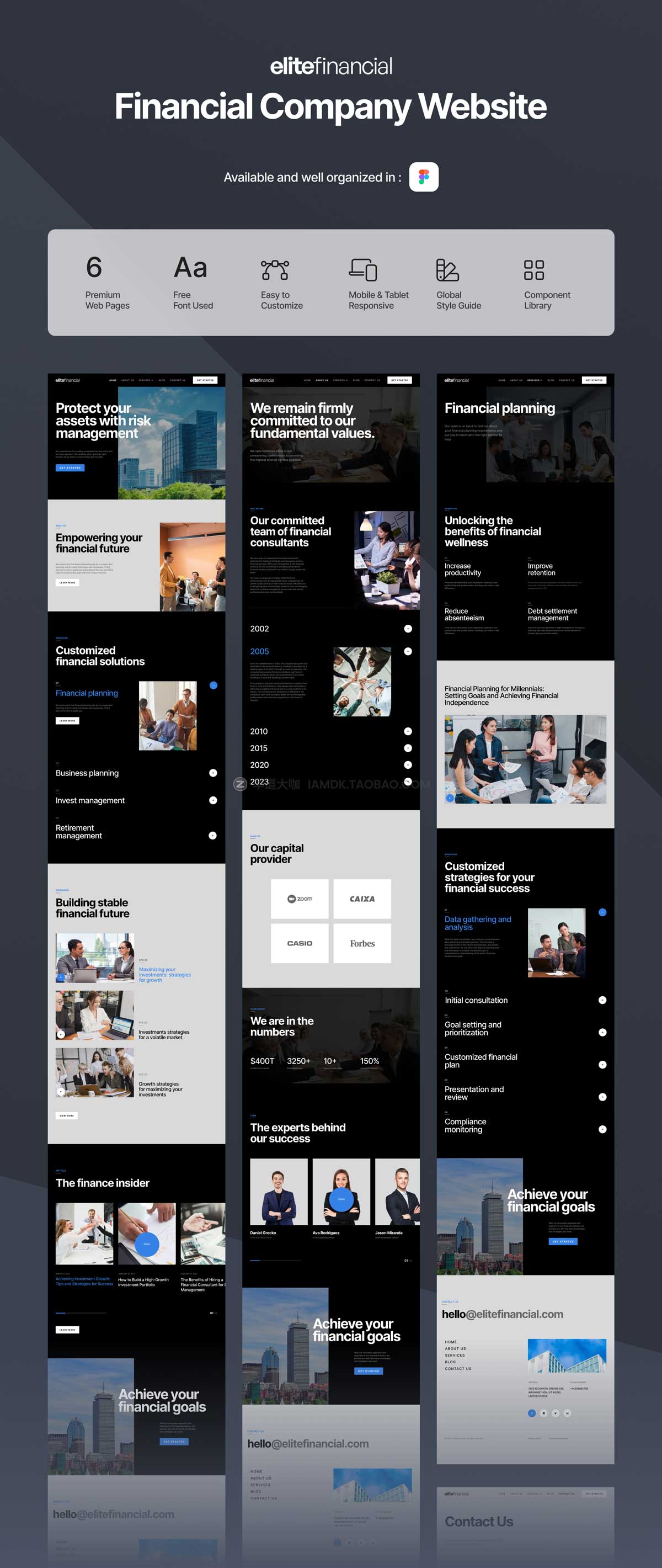 高级精英金融企业官网设计设计Figma模板素材包 elitefinancial - Financial Company Website_img_1