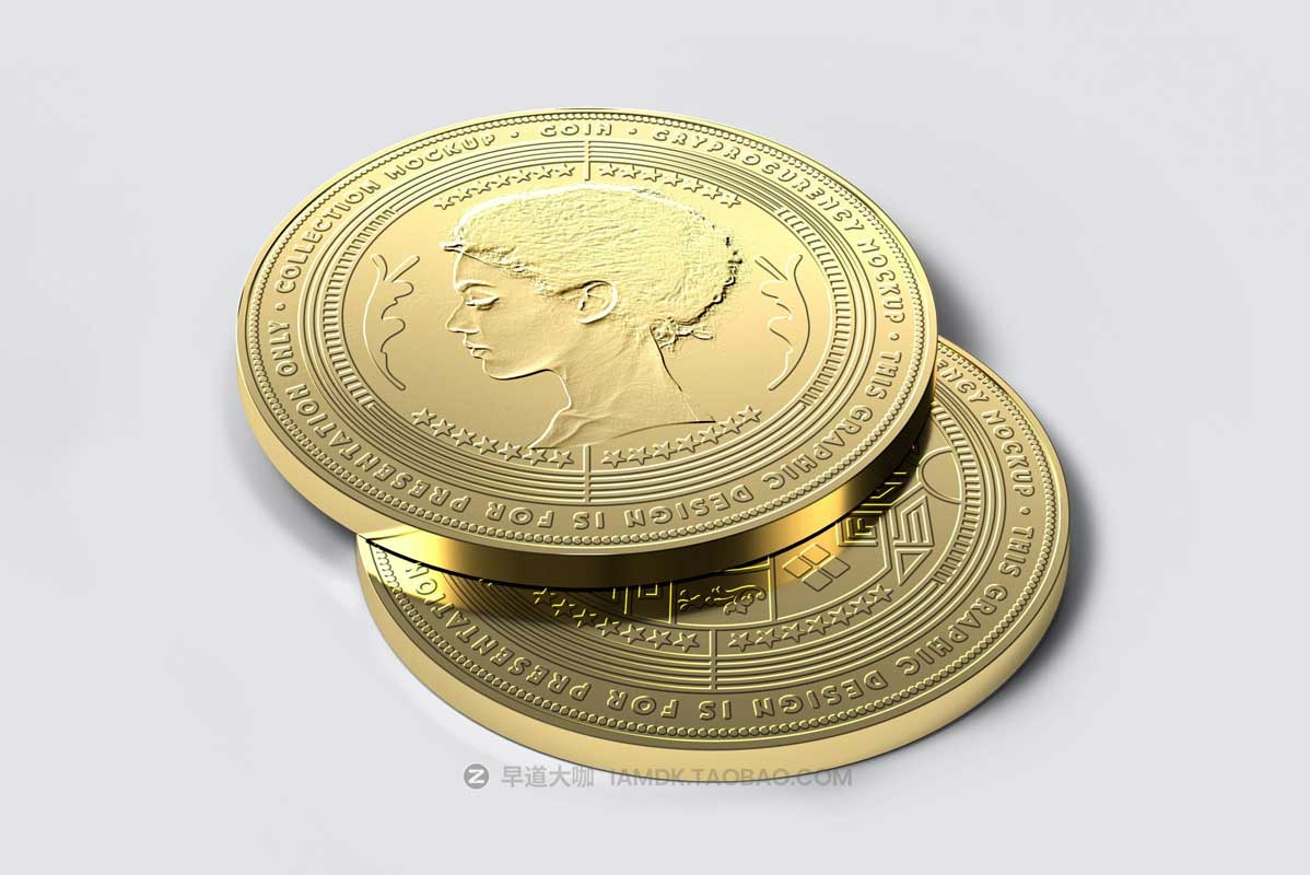 6款逼真纪念币奖牌奖章硬币外观图案设计PS展示贴图样机模板 Coin Mock-up_img_1