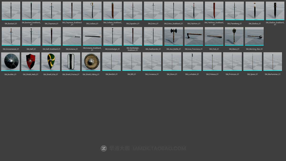 UE模型 80款复古中世纪欧洲室内场景军械库道具3D模型设计素材套件 Unreal Engine - Medieval Armory_img_1