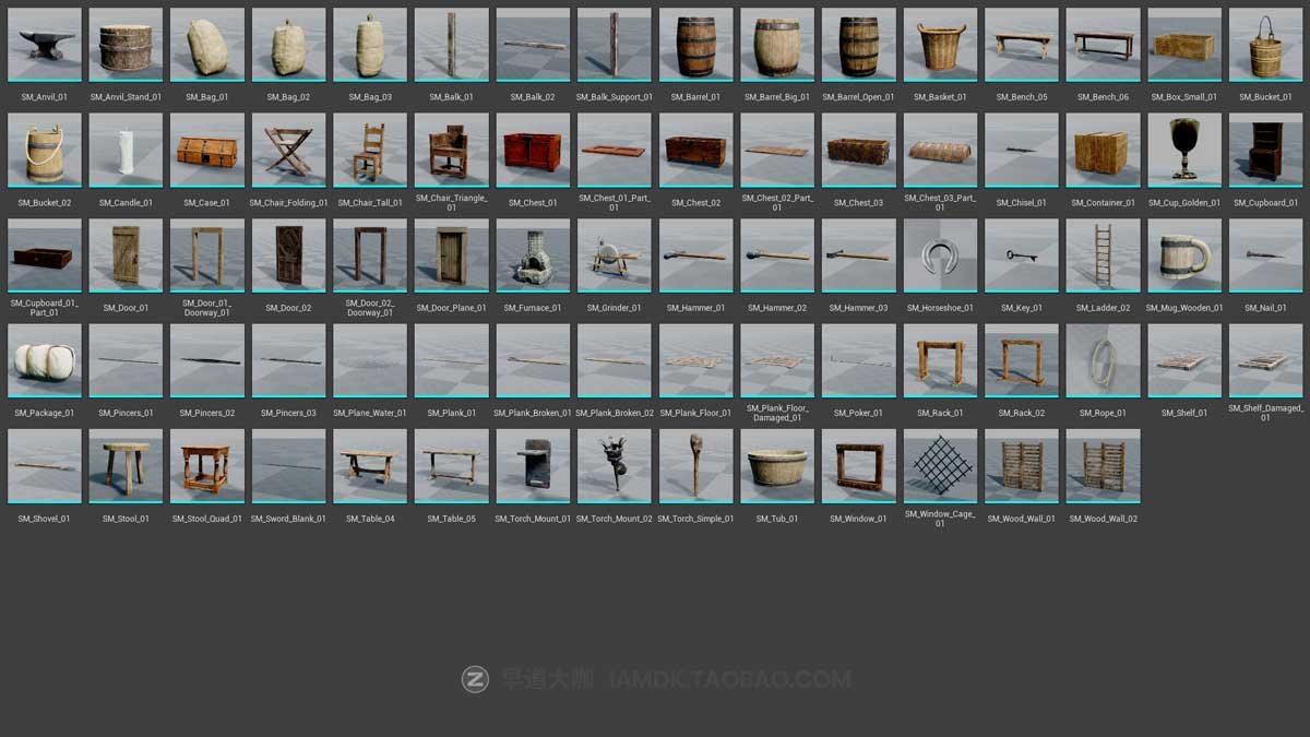 UE模型 80款复古中世纪欧洲室内场景军械库道具3D模型设计素材套件 Unreal Engine - Medieval Armory_img_1