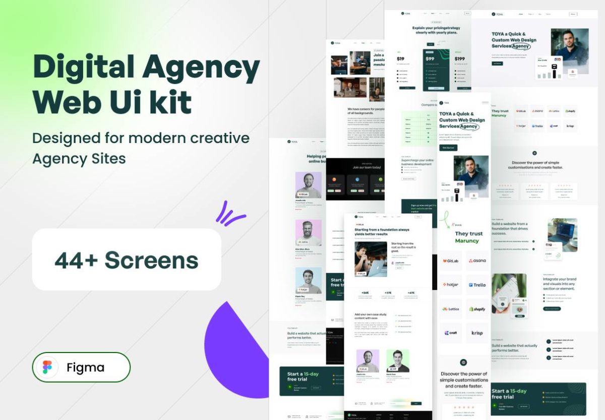 44+屏商业服务机构企业网站界面设计Figma模板素材套件 Technology & Business Digital Services Agency Web UI Kit_img_1