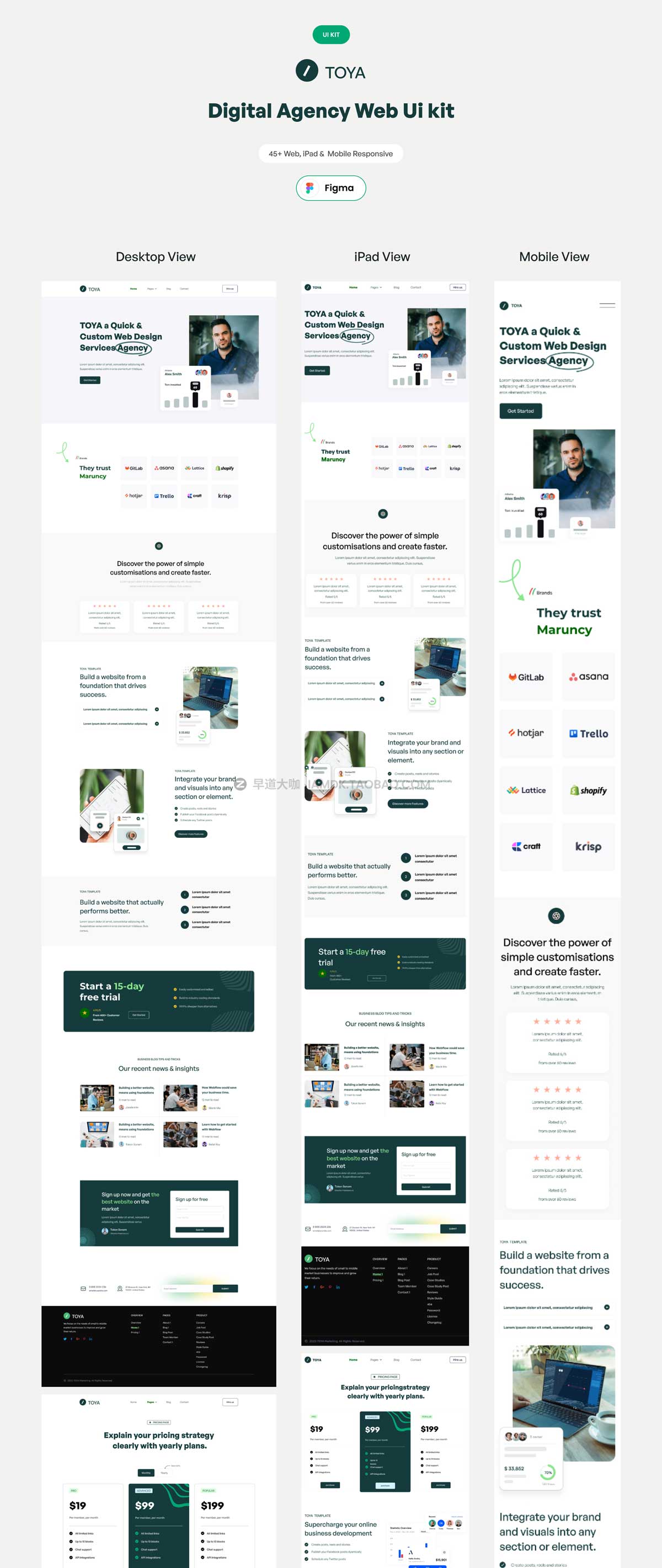 44+屏商业服务机构企业网站界面设计Figma模板素材套件 Technology & Business Digital Services Agency Web UI Kit_img_1