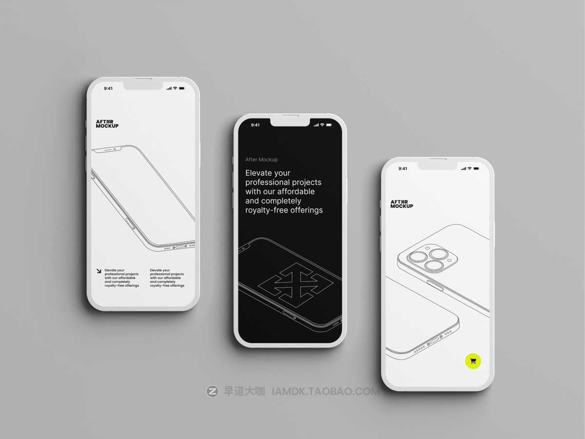 20款高清陶瓷苹果iPhone 14智能手机屏幕演示PSD样机模板素材 iPhone Clay Mockups_img_1