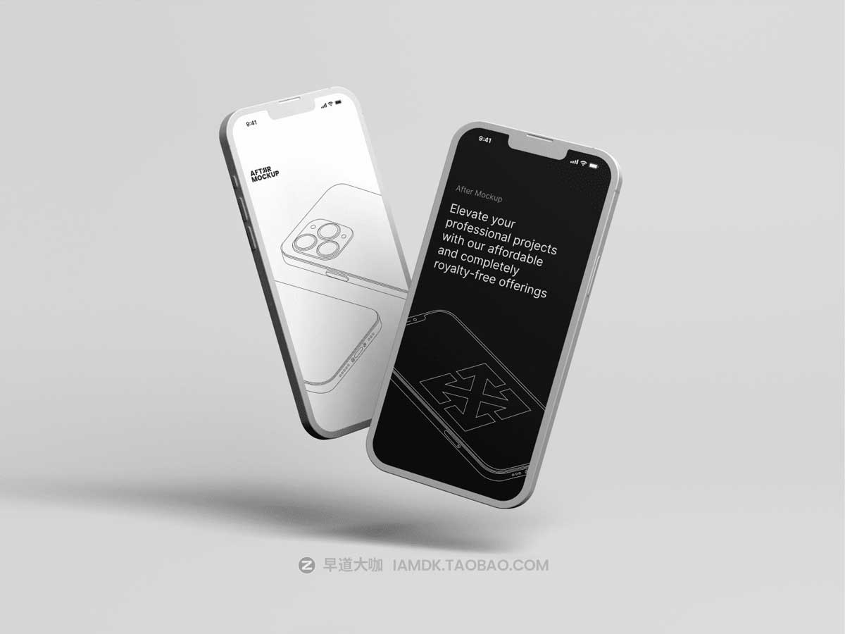 20款高清陶瓷苹果iPhone 14智能手机屏幕演示PSD样机模板素材 iPhone Clay Mockups_img_1