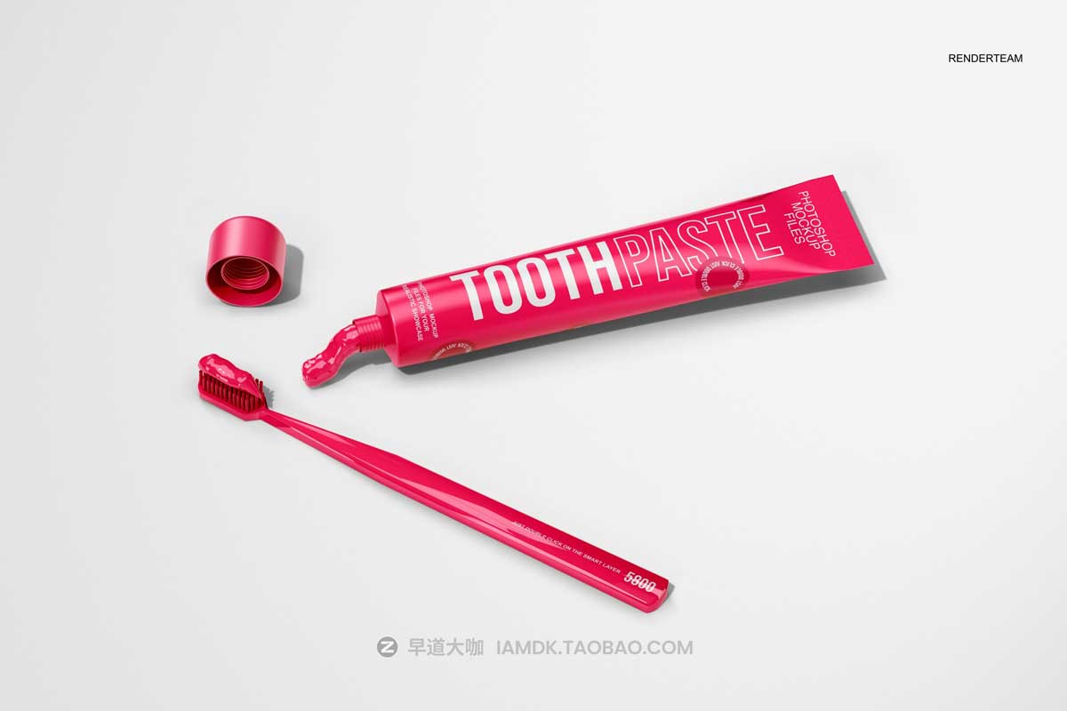 时尚牙膏牙刷品牌Logo包装设计Ps智能贴图样机模板素材合集 Toothpaste Mockup Set_img_1