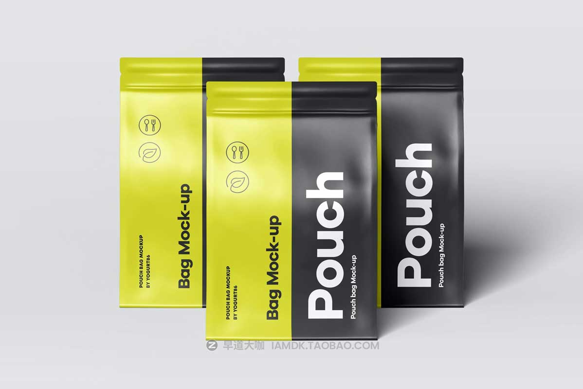 逼真蛋白粉食品自封塑料袋外观设计PS展示贴图样机模板素材 Protein Pouch Bag Mockup_img_1