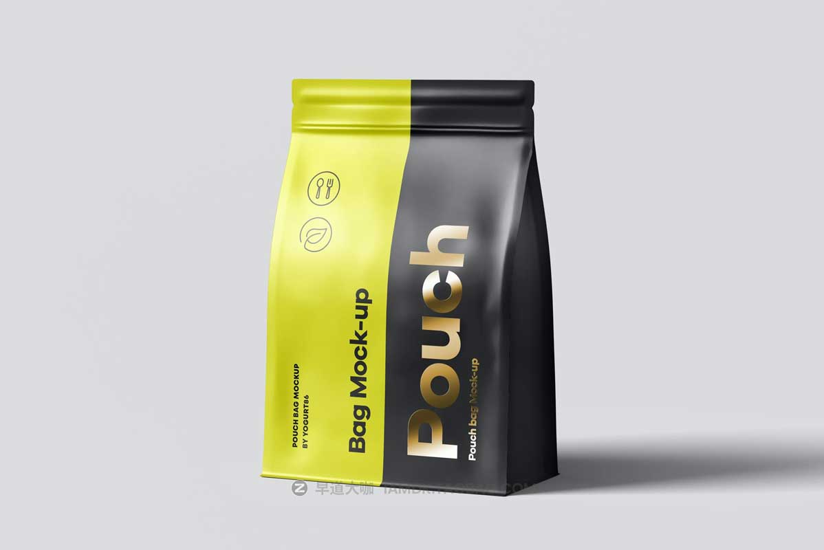 逼真蛋白粉食品自封塑料袋外观设计PS展示贴图样机模板素材 Protein Pouch Bag Mockup_img_1