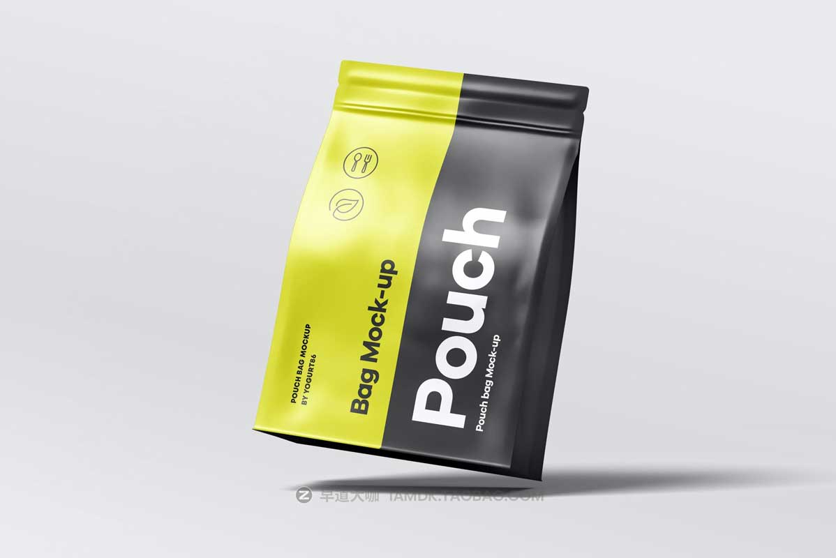 逼真蛋白粉食品自封塑料袋外观设计PS展示贴图样机模板素材 Protein Pouch Bag Mockup_img_1