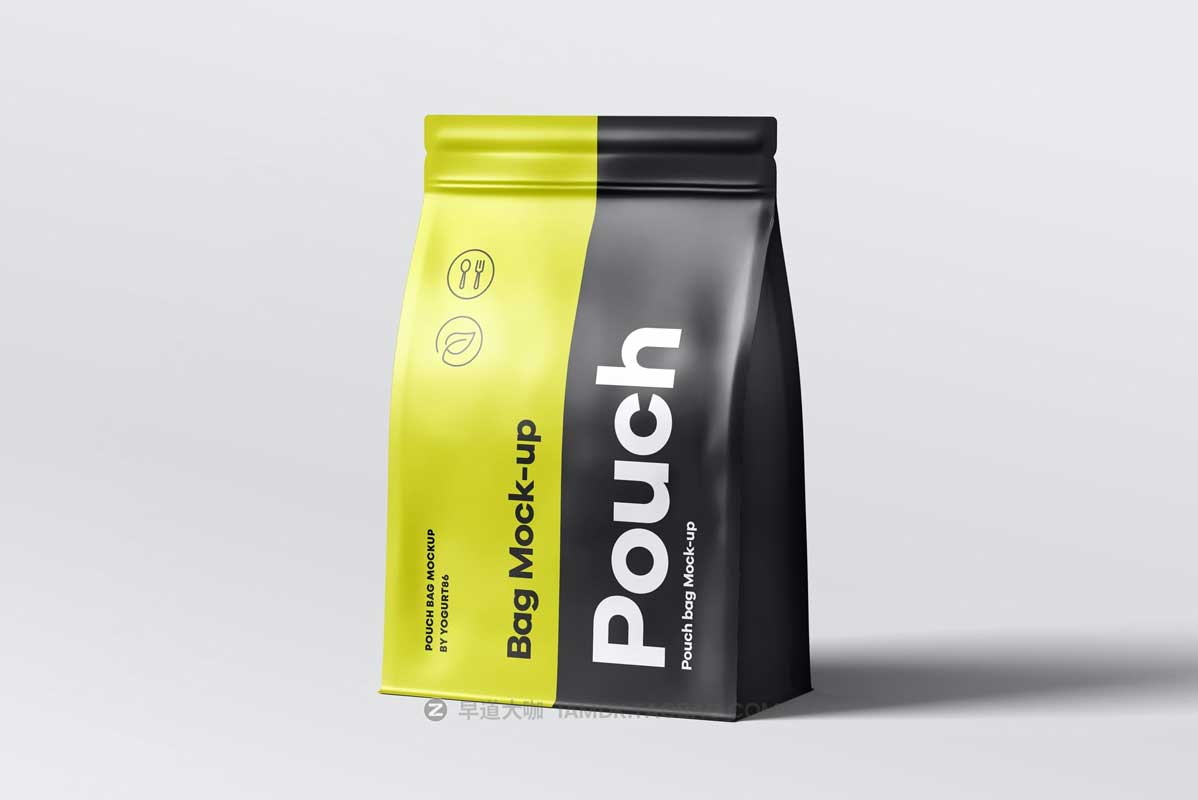 逼真蛋白粉食品自封塑料袋外观设计PS展示贴图样机模板素材 Protein Pouch Bag Mockup_img_1