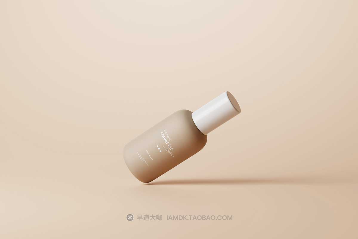 8款逼真旅行化妆品包装瓶外观设计展示贴图PSD样机模板素材 Travel-Size Small Cosmetic Bottle Mockups_img_1