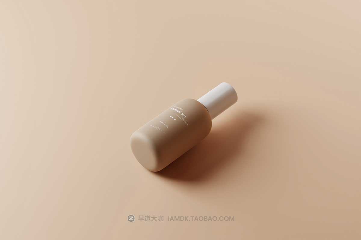 8款逼真旅行化妆品包装瓶外观设计展示贴图PSD样机模板素材 Travel-Size Small Cosmetic Bottle Mockups_img_1