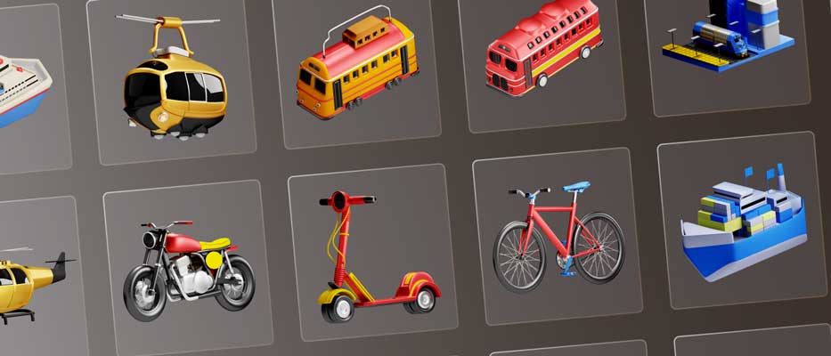 30款创意卡通交通工具车辆3D图标Icons设计素材包 30 3D Transportation Method Icons_img_1