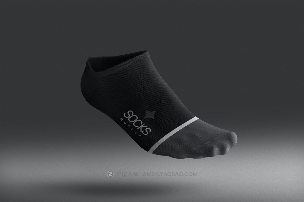 逼真低帮短装棉线袜子印花图案设计PS展示效果图样机模板素材 Small Socks Mockups_img_1