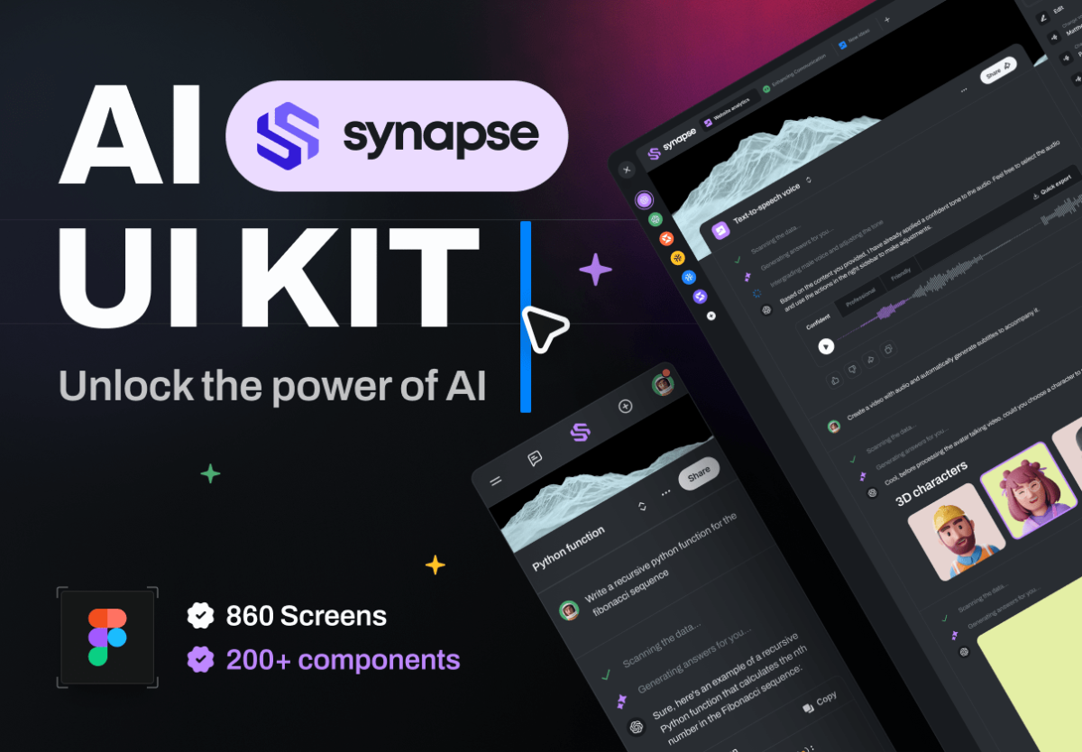 未来网络科技AI人工智能聊天机器人WEB界面设计FIgma模板素材 Synapse - AI UI Kit_img_1