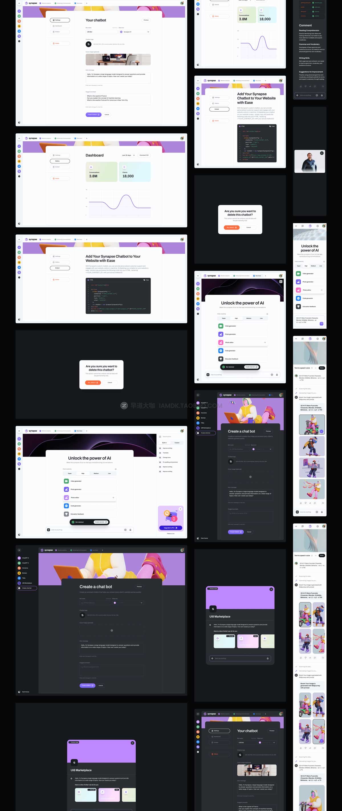 未来网络科技AI人工智能聊天机器人WEB界面设计FIgma模板素材 Synapse - AI UI Kit_img_1