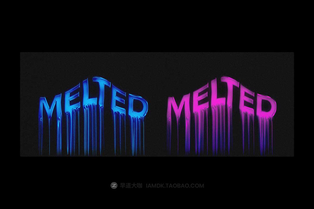 未来赛博朋克液体融化流体扭曲故障标题LOGO设计PS特效样机 Melted Text Effect_img_1