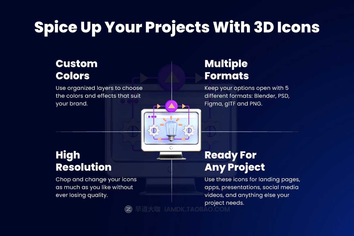 Blender模型 30款高级未来科技人工智能AI学习聊天机器人3D图标Icons设计素材包 3D Artificial Intelligence Icons_img_1