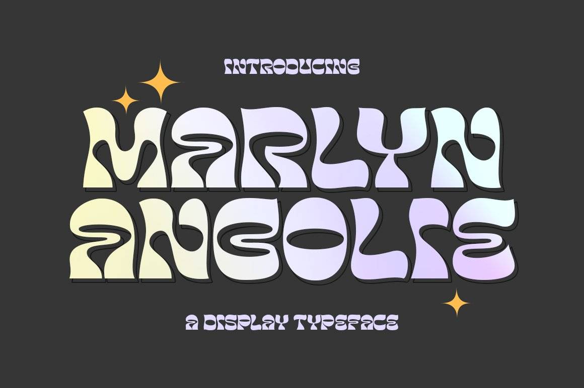 复古迷幻独特逆反差酸性标题LOGO设计PSAI西文字体安装包素材 Marlyn Angolie Typeface_img_1