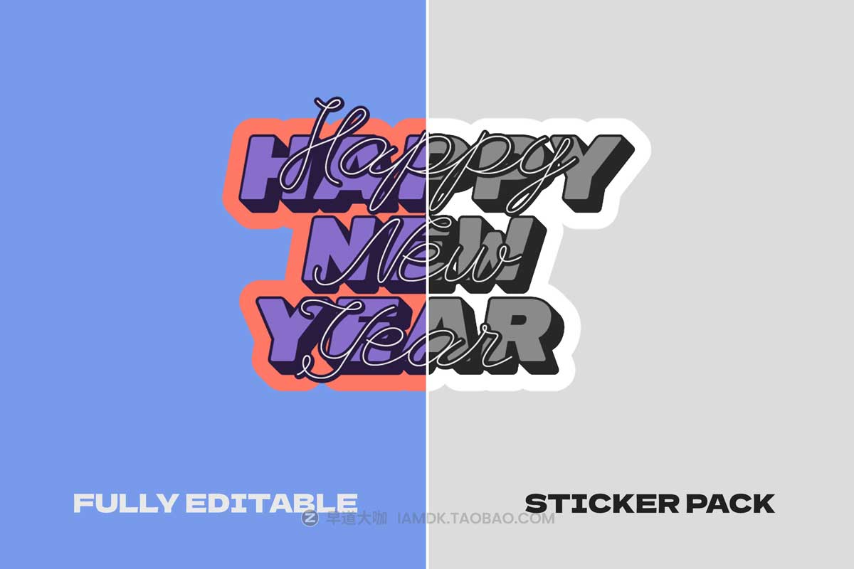 100款潮流复古趣味卡通Y2K贴纸标签设计素材AI矢量源文件 Retro Sticker Pack Vol.4_img_1