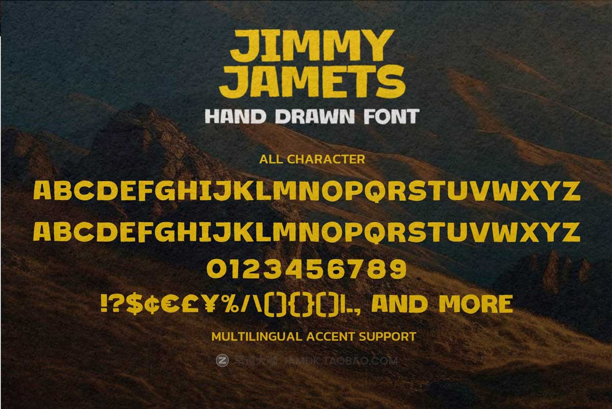 创意复古品牌包装标题LOGO设计PSAI无衬线英文字体安装包设计素材 Jimmy Jamets - Hand Drawn Font_img_1