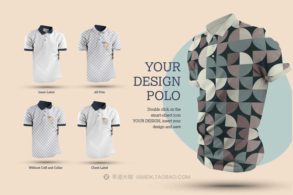 8款时尚马球T恤Polo衫图案印花设计PS展示贴图样机模板素材 8 Mockups 3D Polo_img_1