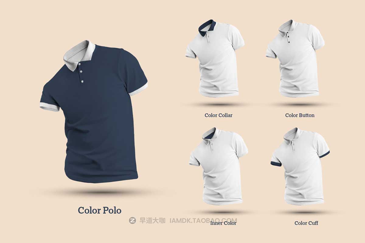 8款时尚马球T恤Polo衫图案印花设计PS展示贴图样机模板素材 8 Mockups 3D Polo_img_1