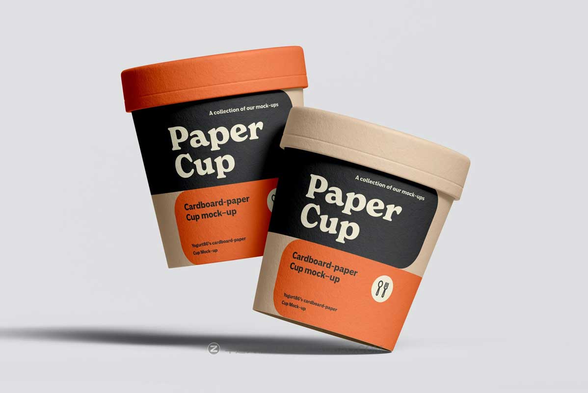 6款时尚逼真咖啡茶叶包装纸杯外观图案设计PS展示样机模板素材 Cardboard Cup Mockup_img_1