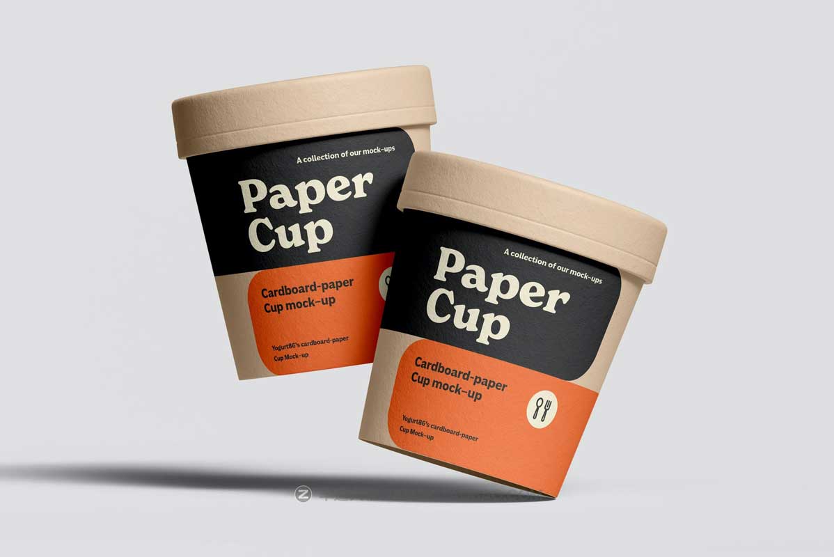 6款时尚逼真咖啡茶叶包装纸杯外观图案设计PS展示样机模板素材 Cardboard Cup Mockup_img_1