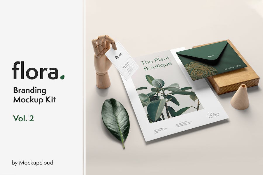 时尚优雅品牌LOGO设计名片信封展示贴图PSD样机模板素材 Flora Branding Mockup Vol. 2_img_1