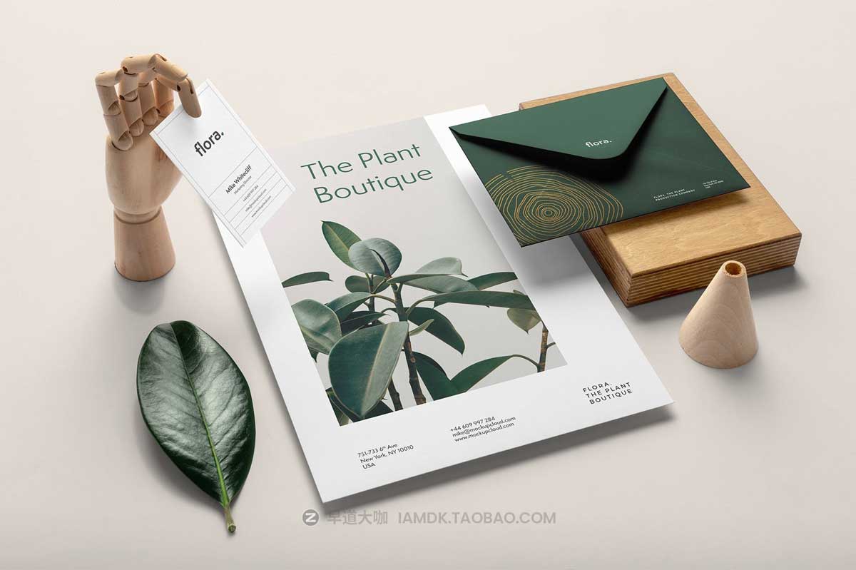 时尚优雅品牌LOGO设计名片信封展示贴图PSD样机模板素材 Flora Branding Mockup Vol. 2_img_1