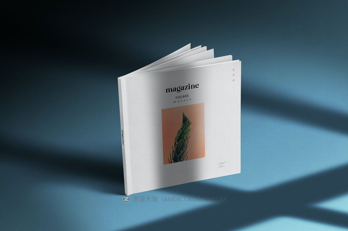 时尚方形杂志画册设计展示效果图PSD样机模板素材 Square Magazine Branding Mockups_img_1