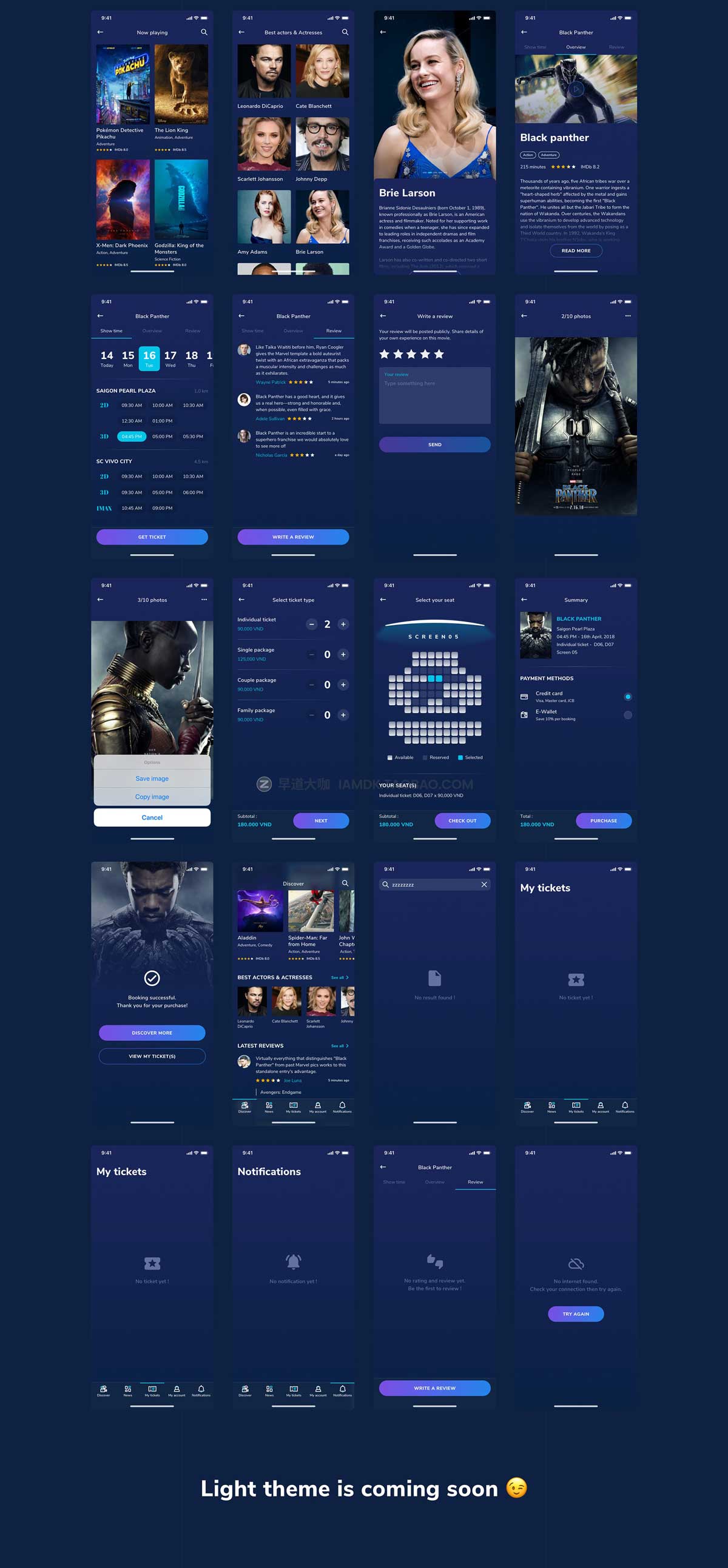 40+屏优质电影视频短视频APP软件界面设计Sketch模板素材 Moveee - Movie UI Kit_img_1