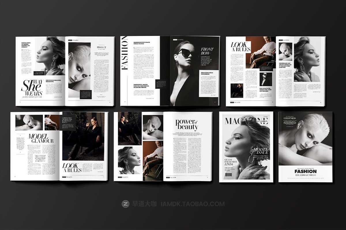 时尚摄影风景照片集杂志画册图文排版设计INDD模板素材 Fashion Magazine Template_img_1