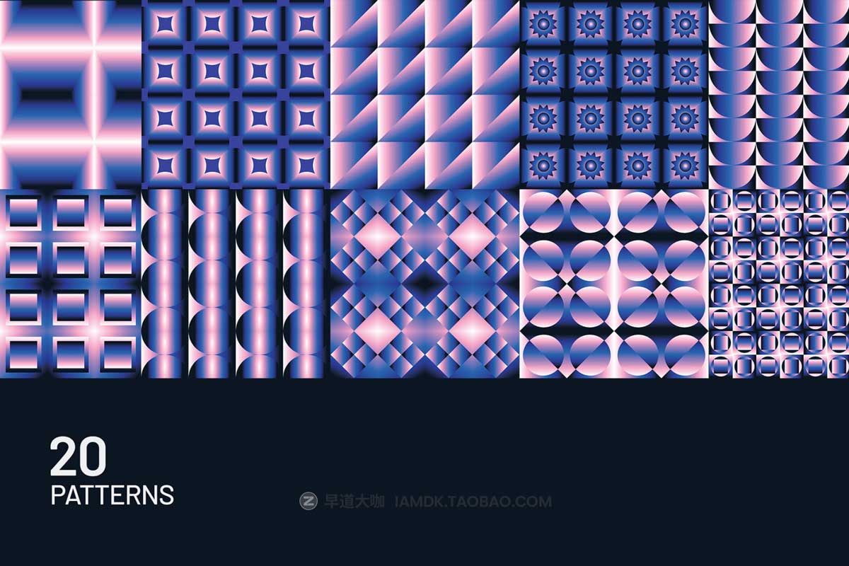 200款时尚抽象艺术马赛克渐变几何图形印花图案AI设计素材源文件 Gradient Geometric Mosaics by Design Essense_img_1