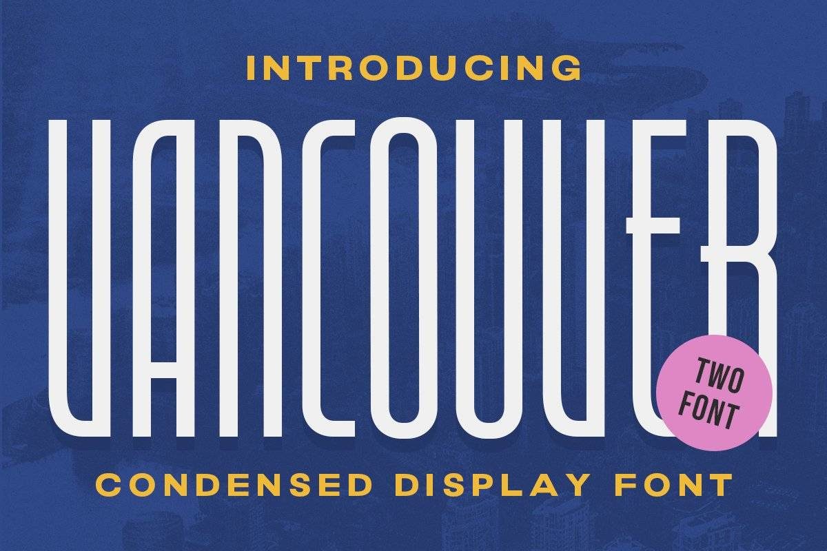 现代时尚几何风浓缩PSPROCREATE无衬线英文字体安装包设计素材 Vancouver - Condensed Display Font_img_1