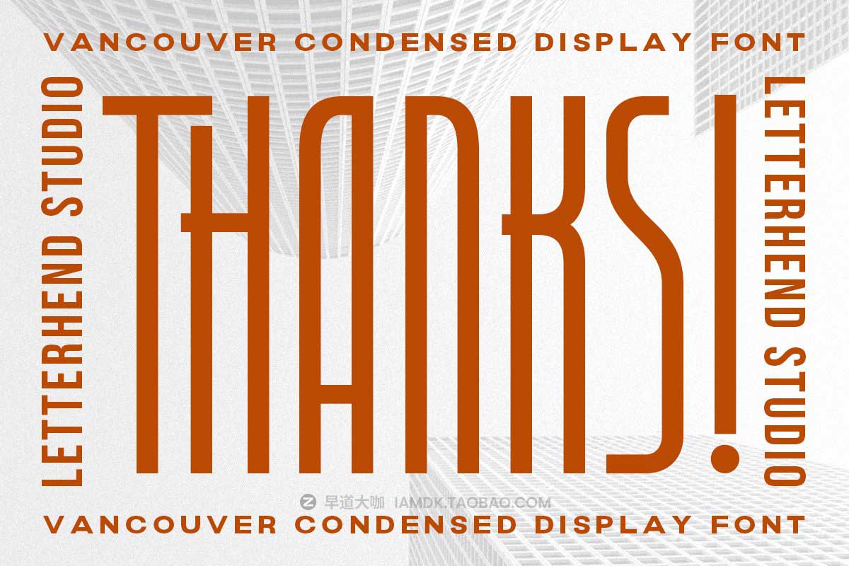 现代时尚几何风浓缩PSPROCREATE无衬线英文字体安装包设计素材 Vancouver - Condensed Display Font_img_1