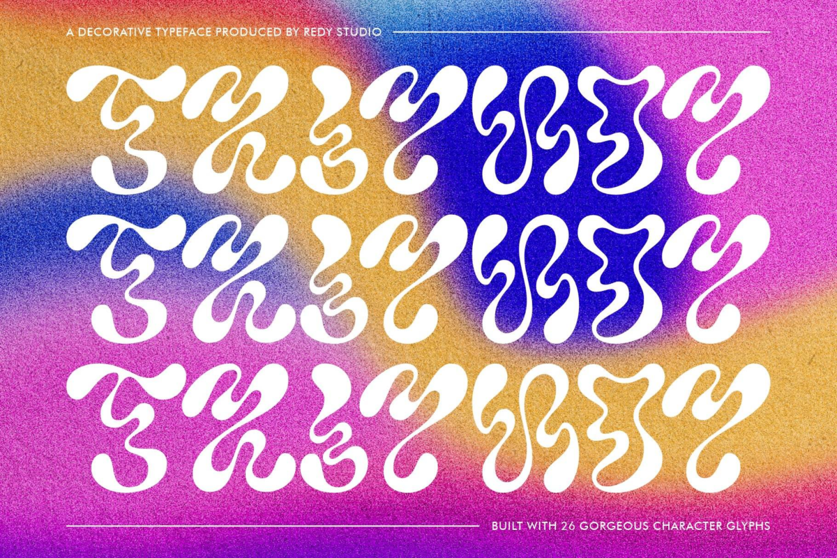 60年代复古迷幻扭曲实验性逆反差PSPROCREATE英文字体安装包设计素材 Triphop Decorative Typeface_img_1