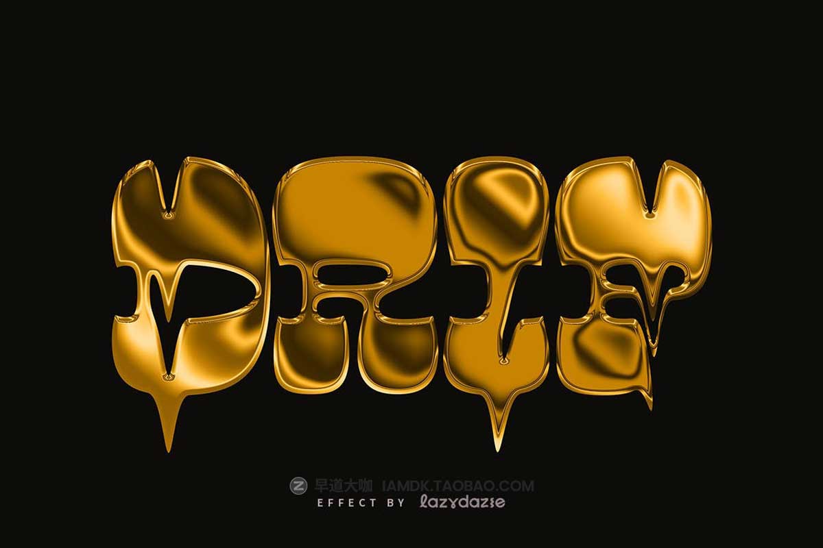 逼真黄金融化液体流体3D立体金属字体标题效果PS特效样机模板 Melting Gold PSD Text Effect_img_1