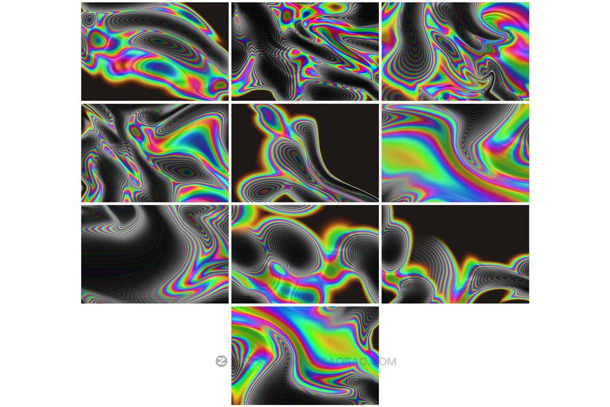 10款高清未来派故障扭曲虹彩迷幻热像仪渐变背景图片设计素材 Glitch Psychedelic Backgrounds_img_1