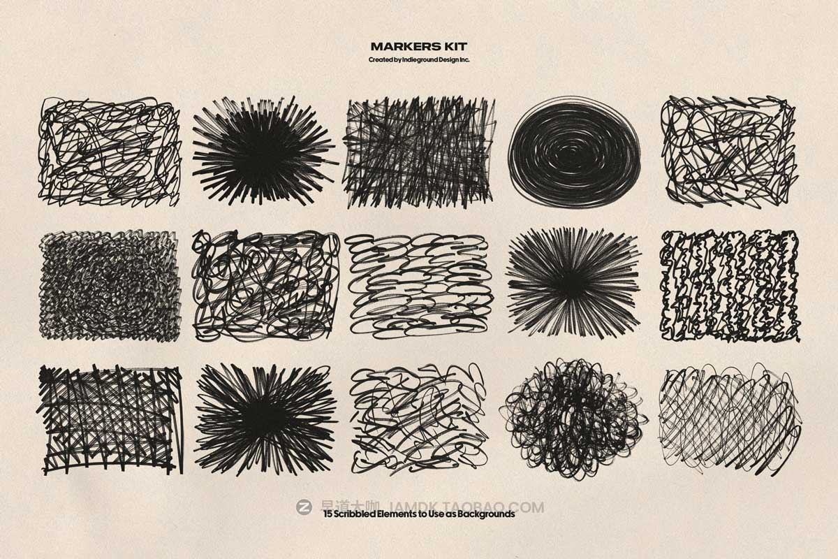 850+嘻哈复古Y2K涂鸦马克笔笔触箭头标记形状图形PS笔刷纸张肌理设计套装 Markers Kit by Indieground_img_1