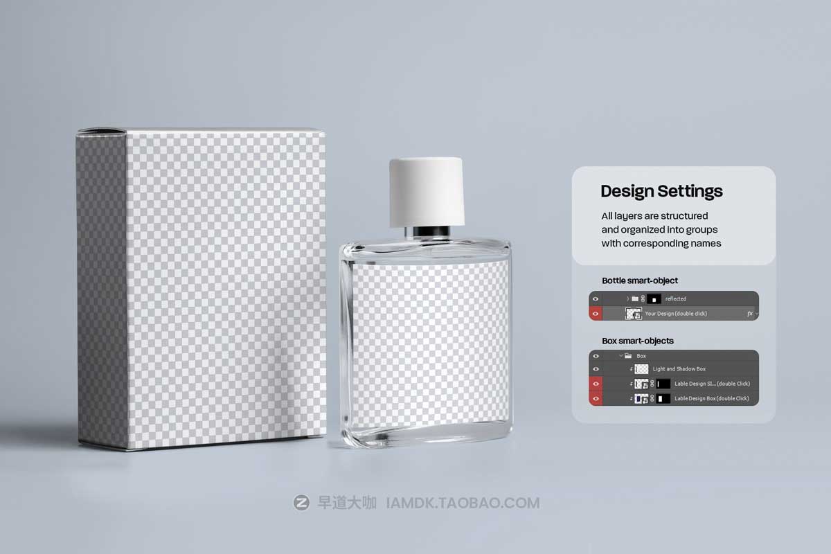 9款时尚化妆品香水玻璃瓶包装纸盒设计PS展示贴图样机模板 9 Perfume Packaging Mockups_img_1