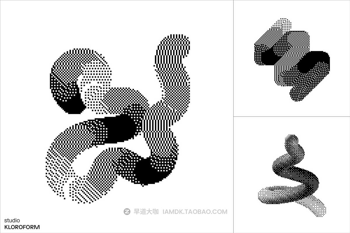 130款复古像素马赛克半调颗粒低保真抽象艺术几何图形AI设计素材 Dither 2 by kloroform_img_1