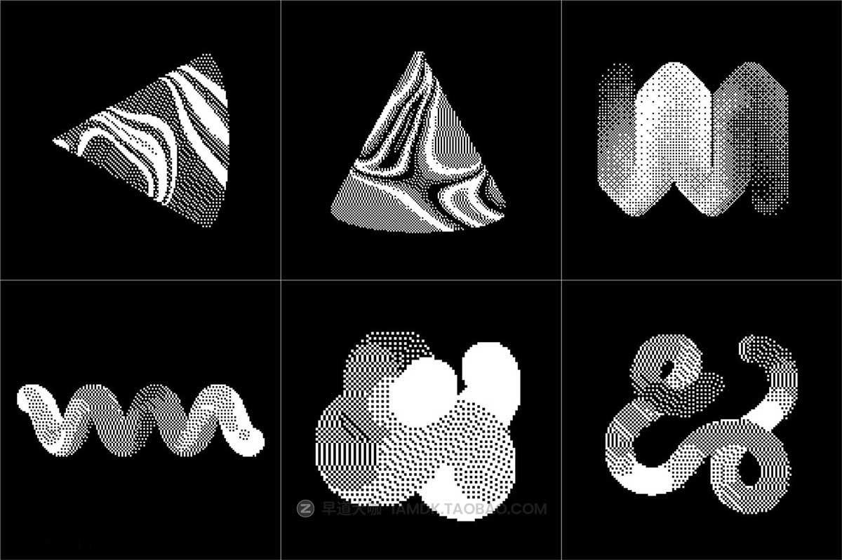 130款复古像素马赛克半调颗粒低保真抽象艺术几何图形AI设计素材 Dither 2 by kloroform_img_1