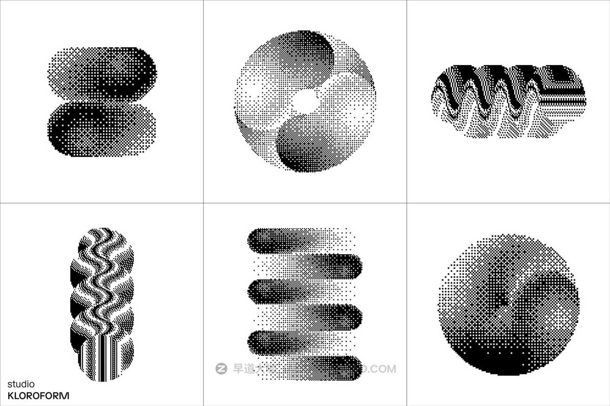 130款复古像素马赛克半调颗粒低保真抽象艺术几何图形AI设计素材 Dither 2 by kloroform_img_1