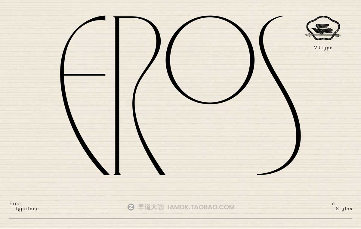 现代时尚优雅逆反差标题Logo设计PSPROCREATE衬线英文字体安装包 Eros Font Family_img_1