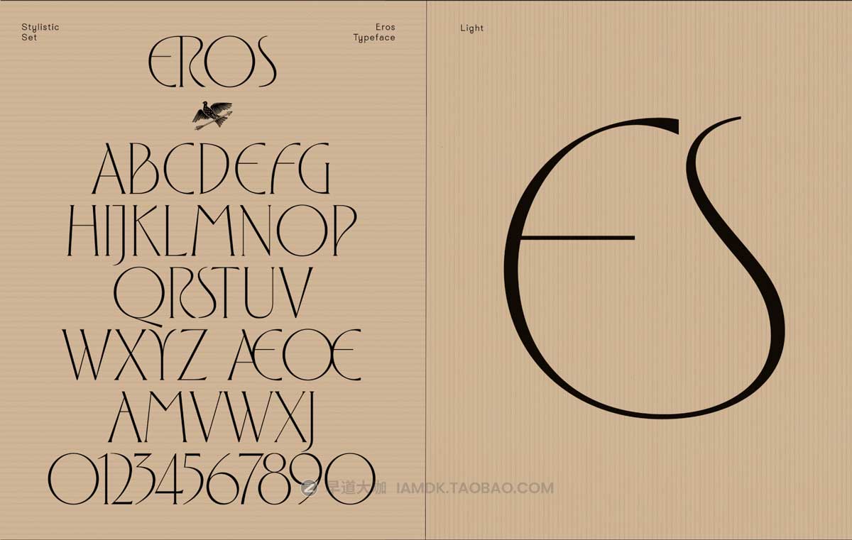 现代时尚优雅逆反差标题Logo设计PSPROCREATE衬线英文字体安装包 Eros Font Family_img_1